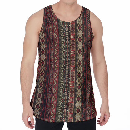 African Ethnic Pattern Print Men's Velvet Tank Top