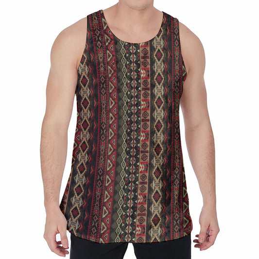 African Ethnic Pattern Print Men's Velvet Tank Top