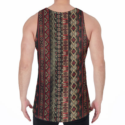 African Ethnic Pattern Print Men's Velvet Tank Top