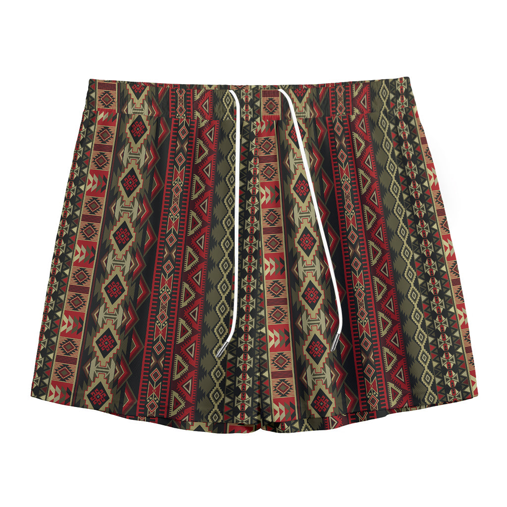 African Ethnic Pattern Print Mesh Shorts