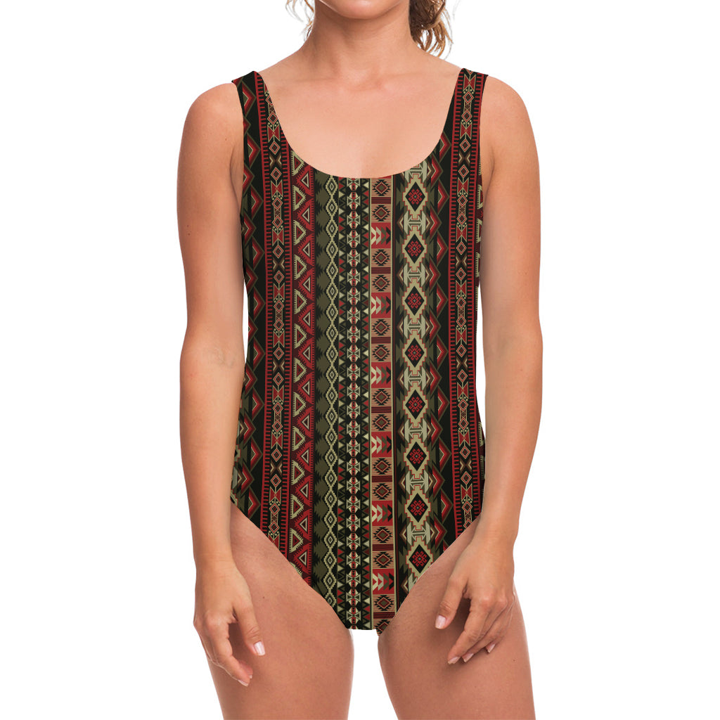 African Ethnic Pattern Print One Piece Swimsuit