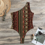 African Ethnic Pattern Print One Shoulder Bodysuit