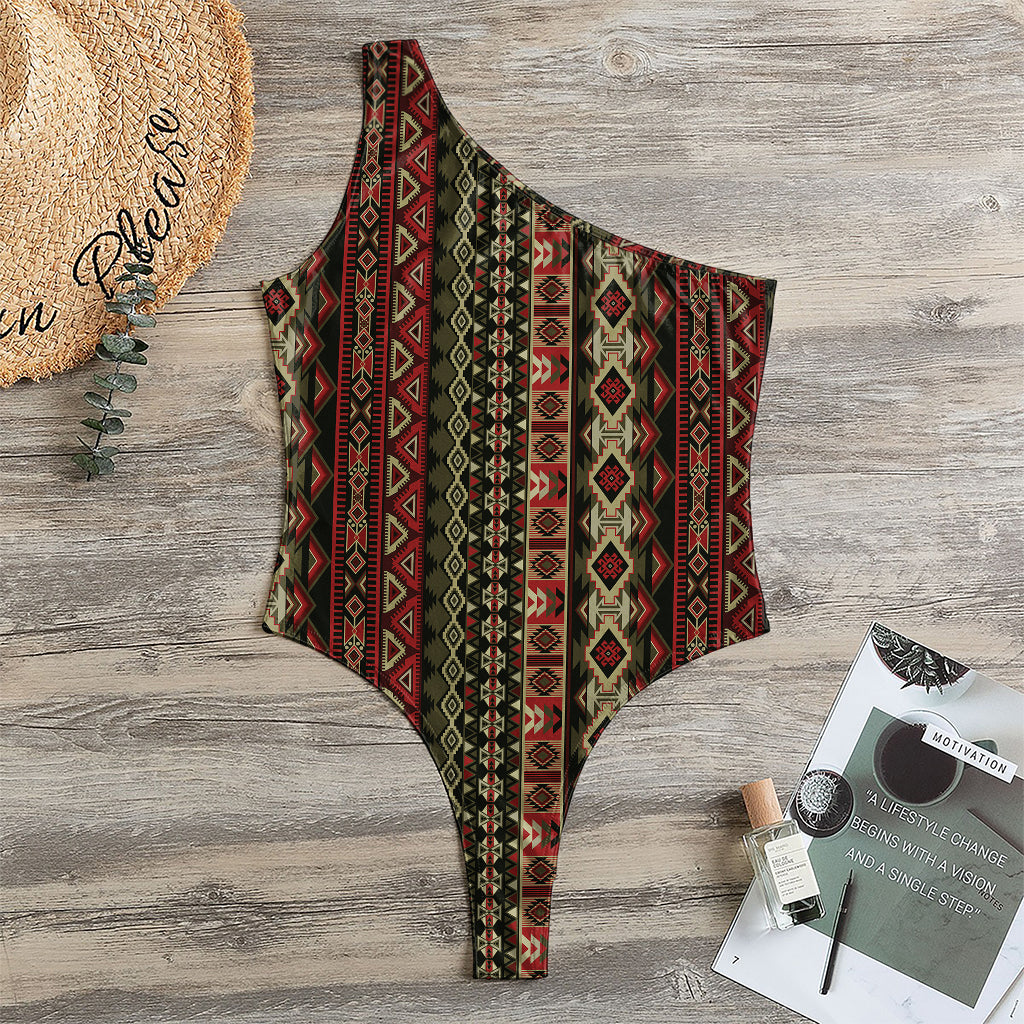 African Ethnic Pattern Print One Shoulder Bodysuit
