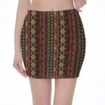 African Ethnic Pattern Print Pencil Mini Skirt