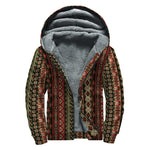 African Ethnic Pattern Print Sherpa Lined Zip Up Hoodie
