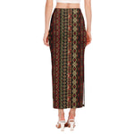 African Ethnic Pattern Print Side Slit Maxi Skirt