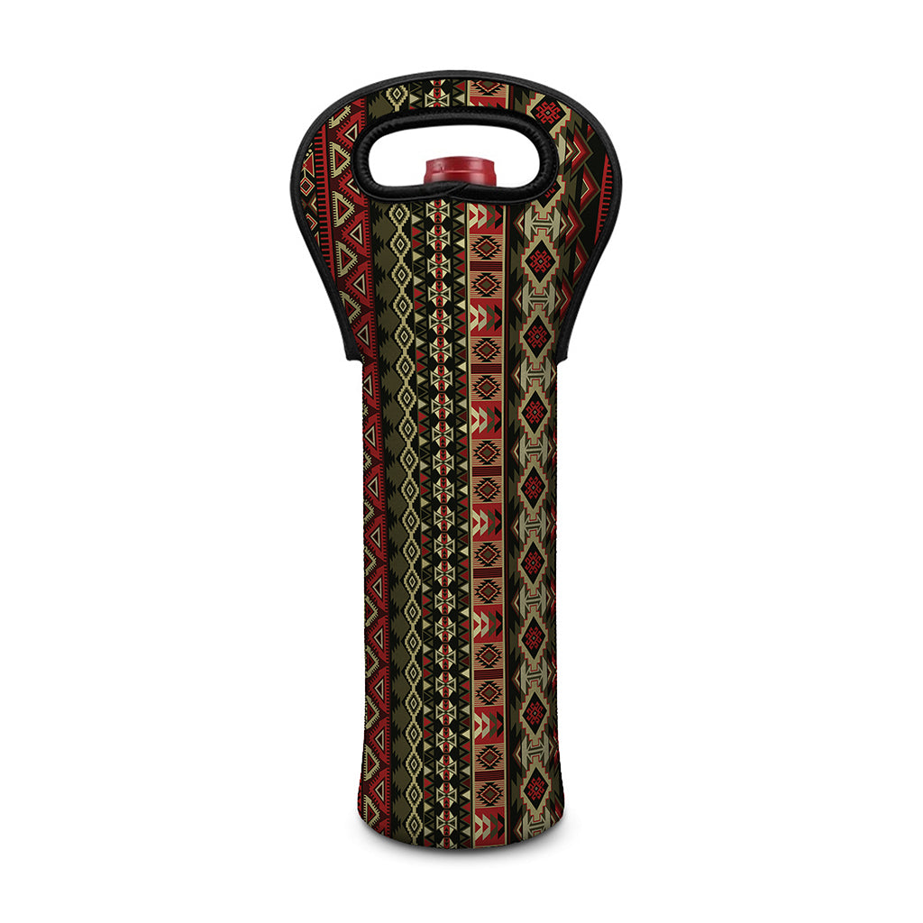 African Ethnic Pattern Print Single Neoprene Wine Tote
