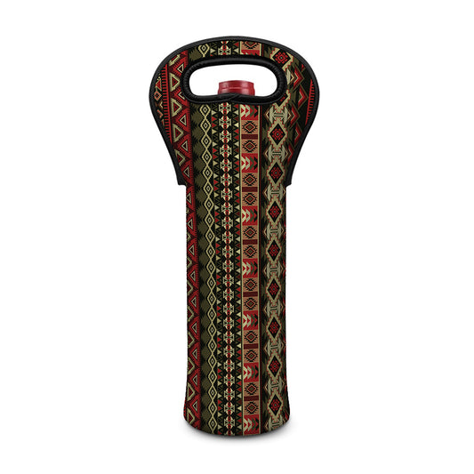 African Ethnic Pattern Print Single Neoprene Wine Tote