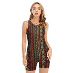 African Ethnic Pattern Print Sleeveless One Piece Swimsuit