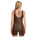 African Ethnic Pattern Print Sleeveless One Piece Swimsuit