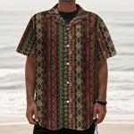 African Ethnic Pattern Print Textured Short Sleeve Shirt
