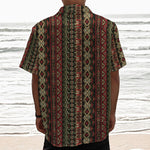 African Ethnic Pattern Print Textured Short Sleeve Shirt