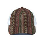 African Ethnic Pattern Print White Mesh Trucker Cap