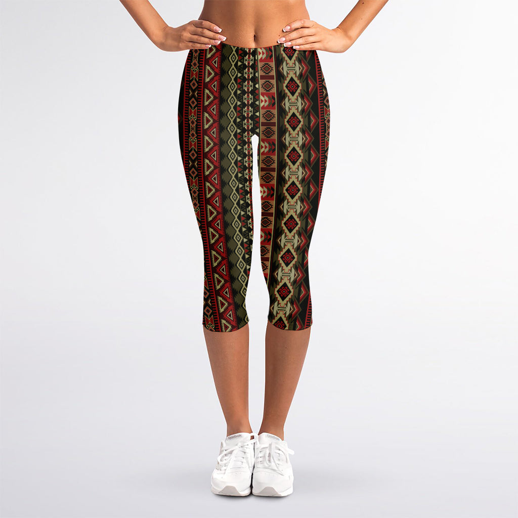 African Ethnic Pattern Print Women's Capri Leggings