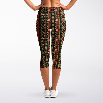 African Ethnic Pattern Print Women's Capri Leggings
