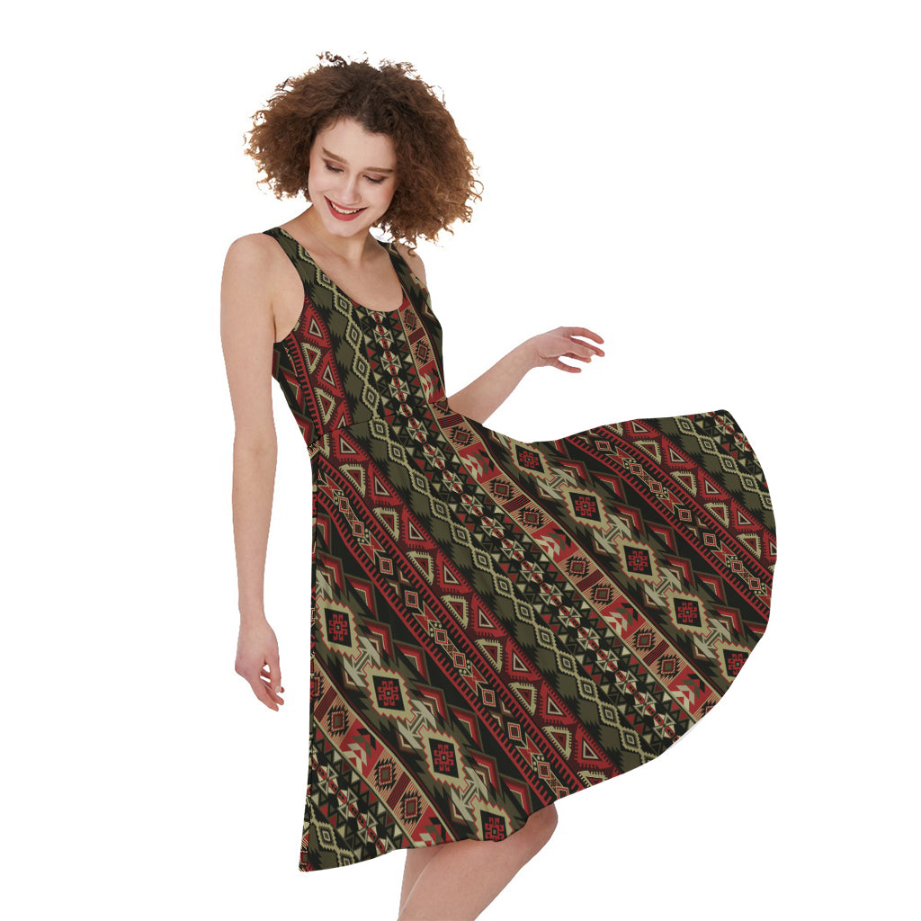 African Ethnic Pattern Print Women's Sleeveless Dress