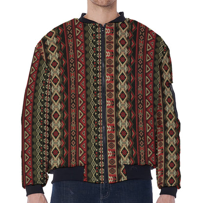African Ethnic Pattern Print Zip Sleeve Bomber Jacket