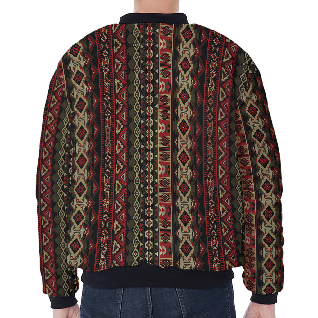 African Ethnic Pattern Print Zip Sleeve Bomber Jacket