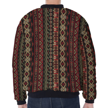 African Ethnic Pattern Print Zip Sleeve Bomber Jacket