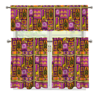 African Ethnic Tribal Inspired Print 3 Piece Kitchen Curtains