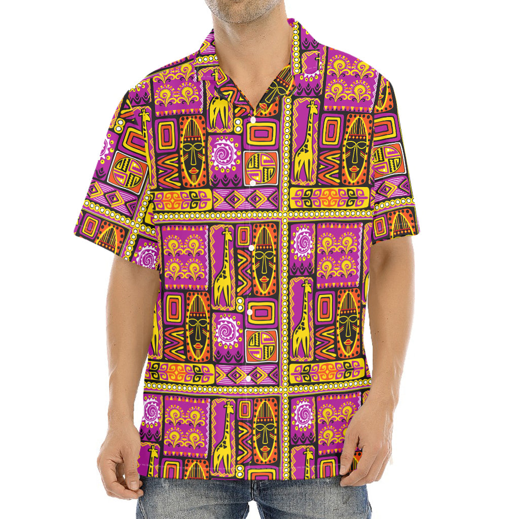 African Ethnic Tribal Inspired Print Aloha Shirt