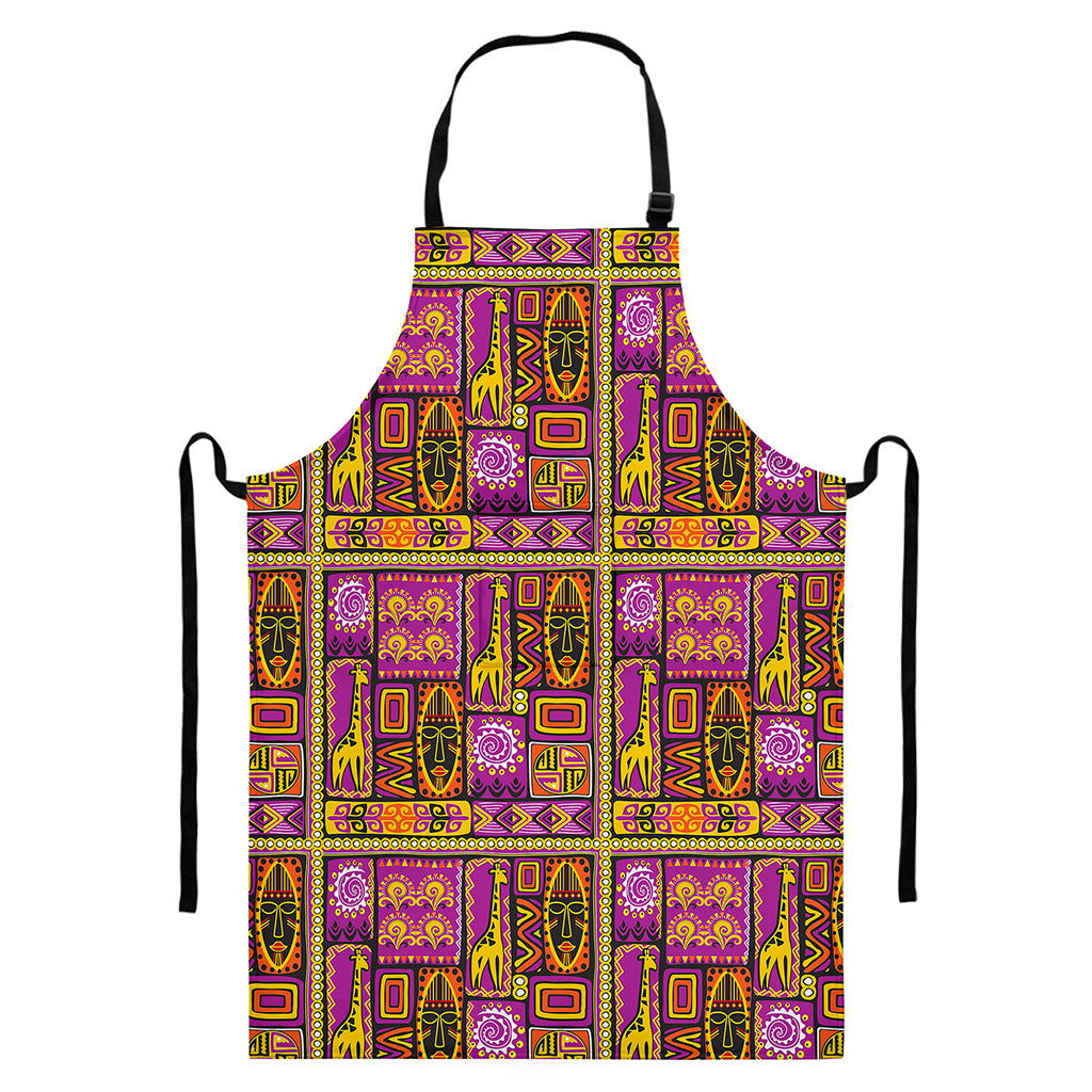 African Ethnic Tribal Inspired Print Bib Apron With Pocket