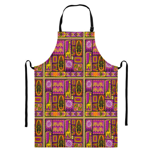 African Ethnic Tribal Inspired Print Bib Apron With Pocket