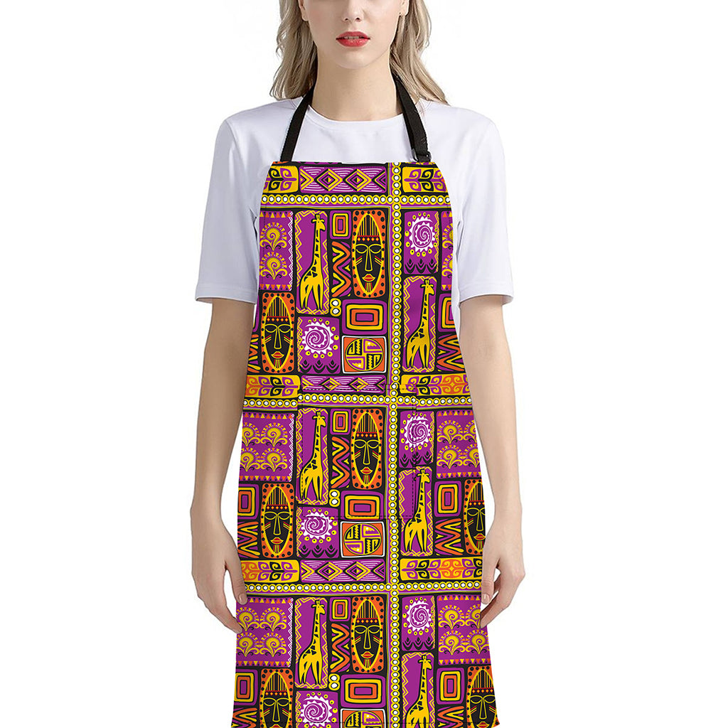 African Ethnic Tribal Inspired Print Bib Apron With Pocket