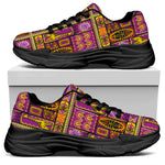 African Ethnic Tribal Inspired Print Black Chunky Shoes