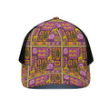 African Ethnic Tribal Inspired Print Black Mesh Trucker Hat