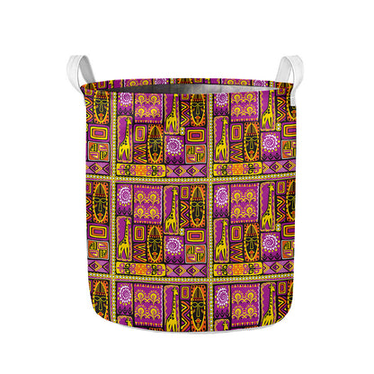 African Ethnic Tribal Inspired Print Collapsible Laundry Basket