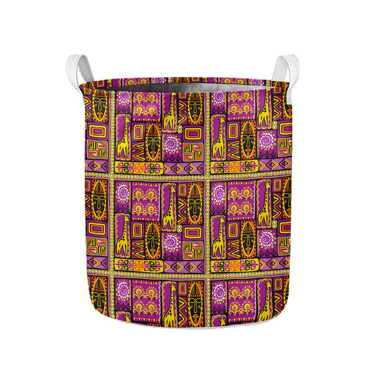 African Ethnic Tribal Inspired Print Collapsible Laundry Basket