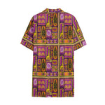 African Ethnic Tribal Inspired Print Cotton Hawaiian Shirt