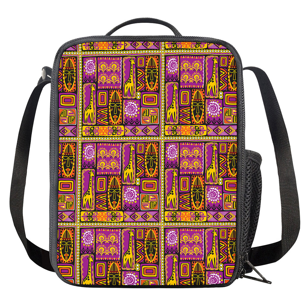African Ethnic Tribal Inspired Print Crossbody Lunch Bag