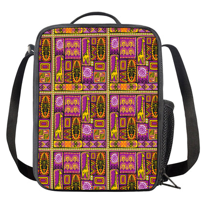 African Ethnic Tribal Inspired Print Crossbody Lunch Bag