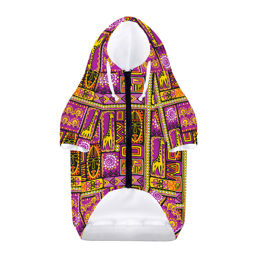 African Ethnic Tribal Inspired Print Dog Zip Up Hoodie