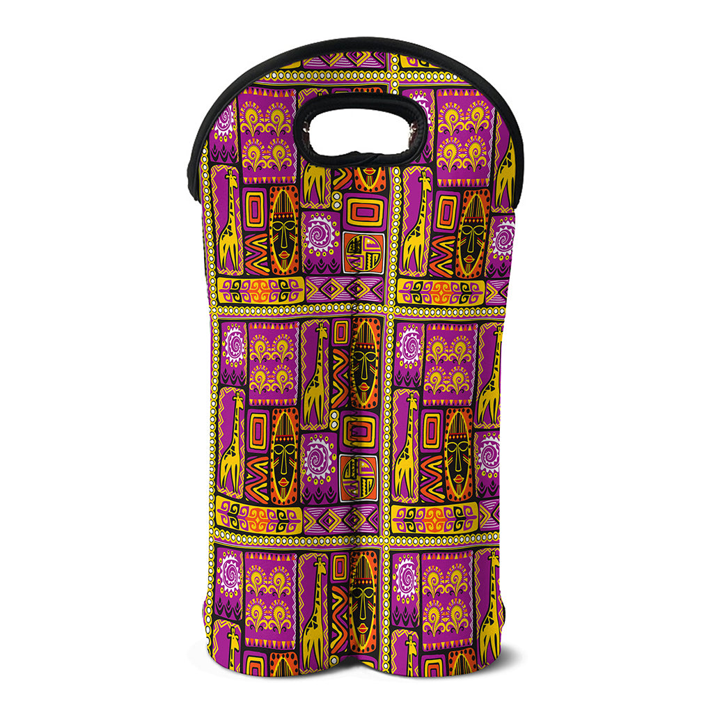 African Ethnic Tribal Inspired Print Double Neoprene Wine Tote