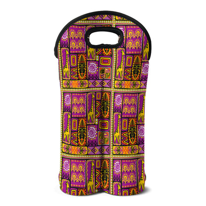 African Ethnic Tribal Inspired Print Double Neoprene Wine Tote