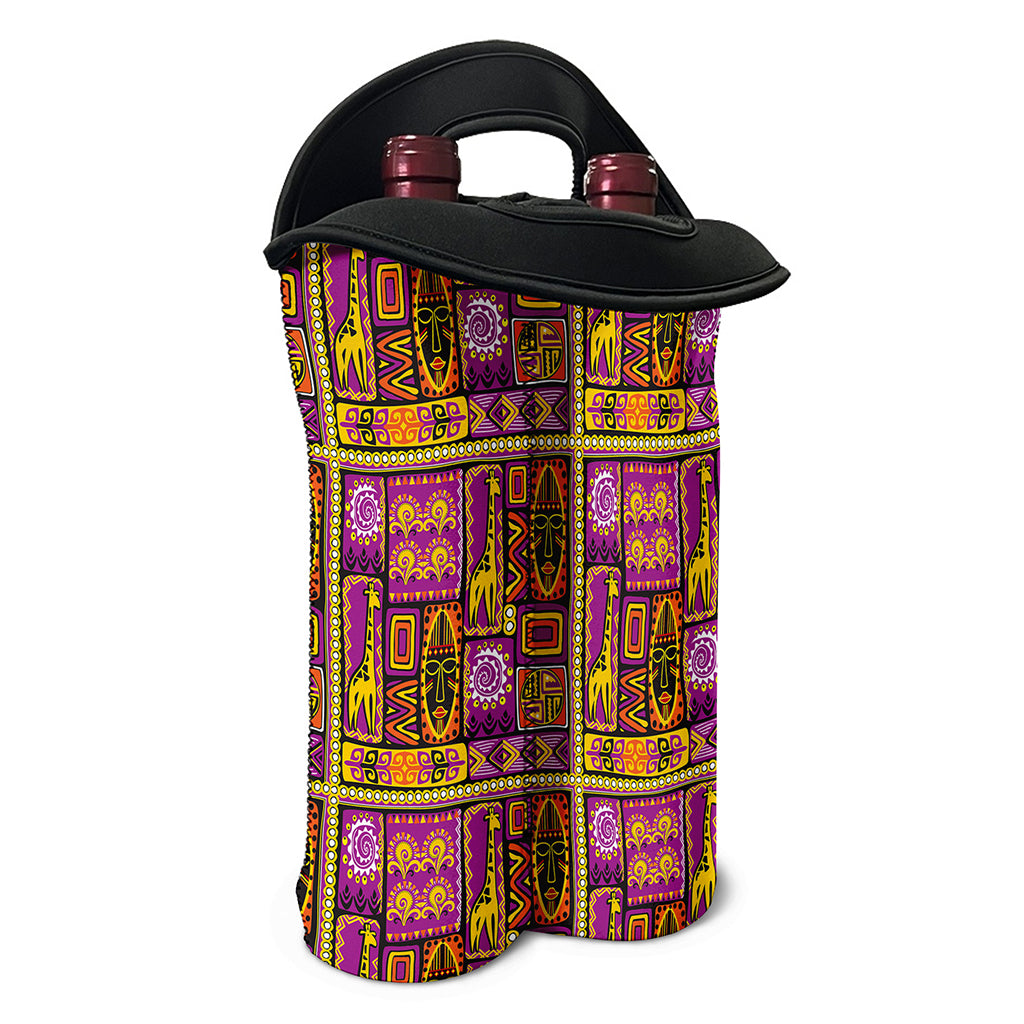 African Ethnic Tribal Inspired Print Double Neoprene Wine Tote