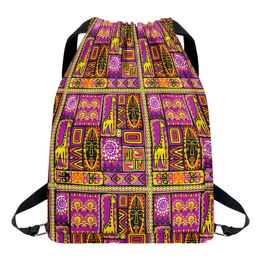 African Ethnic Tribal Inspired Print Drawstring Backpack