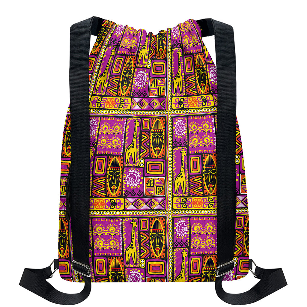 African Ethnic Tribal Inspired Print Drawstring Backpack