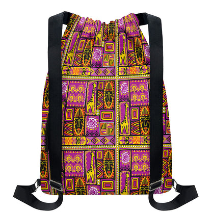 African Ethnic Tribal Inspired Print Drawstring Backpack