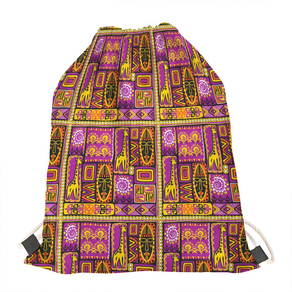 African Ethnic Tribal Inspired Print Drawstring Bag