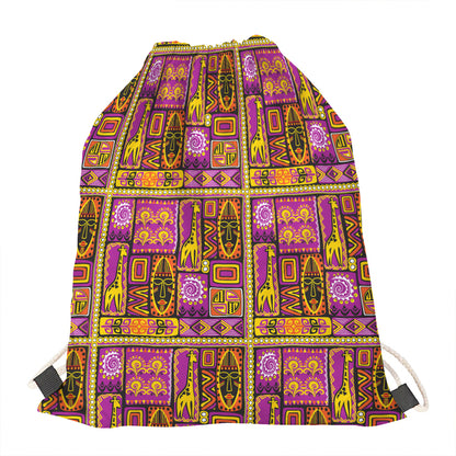 African Ethnic Tribal Inspired Print Drawstring Bag