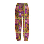 African Ethnic Tribal Inspired Print Fleece Lined Knit Pants