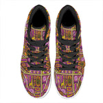 African Ethnic Tribal Inspired Print High Top Leather Sneakers