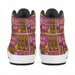 African Ethnic Tribal Inspired Print High Top Leather Sneakers