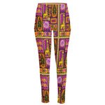 African Ethnic Tribal Inspired Print High-Waisted Pocket Leggings