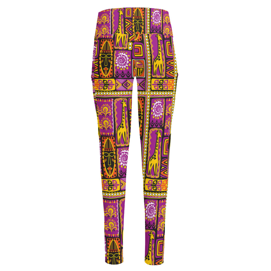 African Ethnic Tribal Inspired Print High-Waisted Pocket Leggings