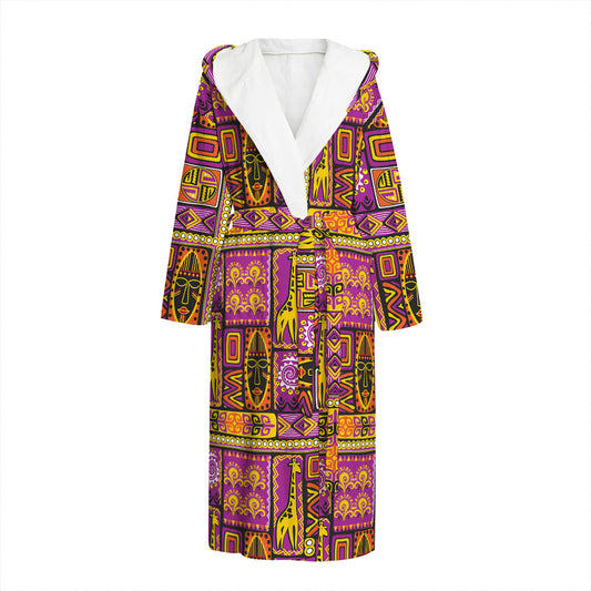 African Ethnic Tribal Inspired Print Hooded Bathrobe